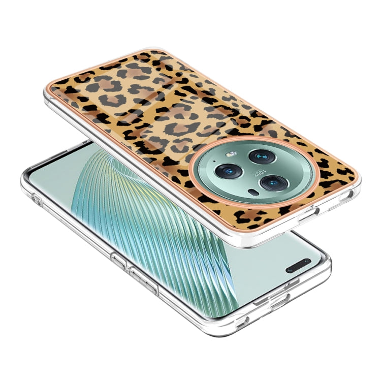 For Honor Magic 5 Pro Electroplating Marble Dual-side IMD Phone Case(Leopard Print) - Honor Cases by PMC TechLife | Online Shopping South Africa | PMC TechLife | Buy Now Pay Later Mobicred