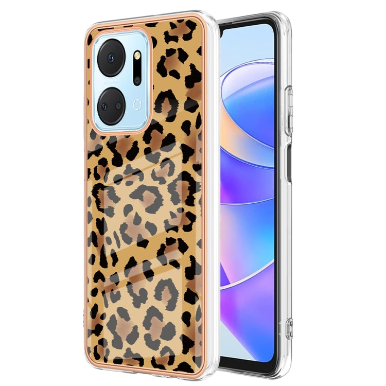 For Honor X7a Electroplating Marble Dual-side IMD Phone Case(Leopard Print) - Honor Cases by PMC TechLife | Online Shopping South Africa | PMC TechLife | Buy Now Pay Later Mobicred
