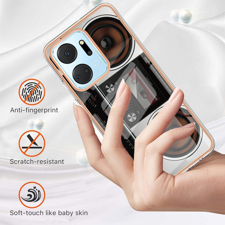 For Honor X7a Electroplating Marble Dual-side IMD Phone Case(Retro Radio) - Honor Cases by PMC TechLife | Online Shopping South Africa | PMC TechLife | Buy Now Pay Later Mobicred