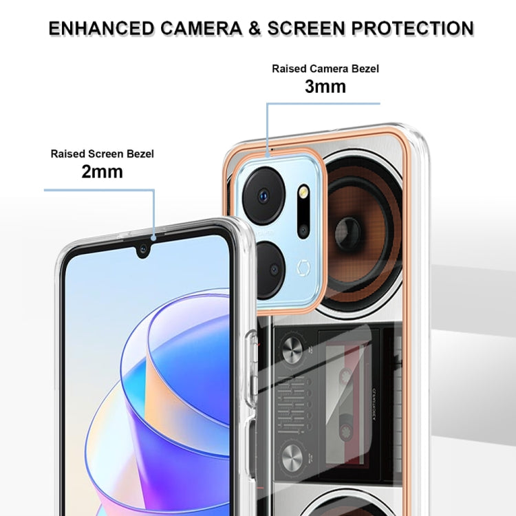 For Honor X7a Electroplating Marble Dual-side IMD Phone Case(Retro Radio) - Honor Cases by PMC TechLife | Online Shopping South Africa | PMC TechLife | Buy Now Pay Later Mobicred