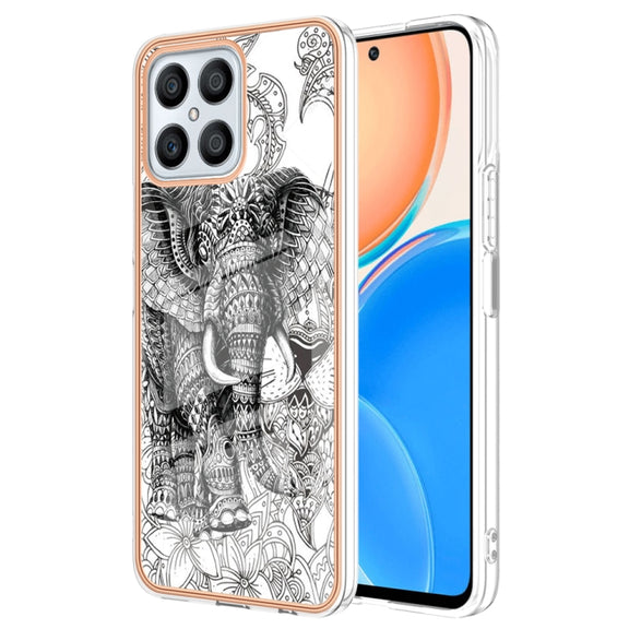 For Honor X8 4G Electroplating Marble Dual-side IMD Phone Case(Totem Elephant)