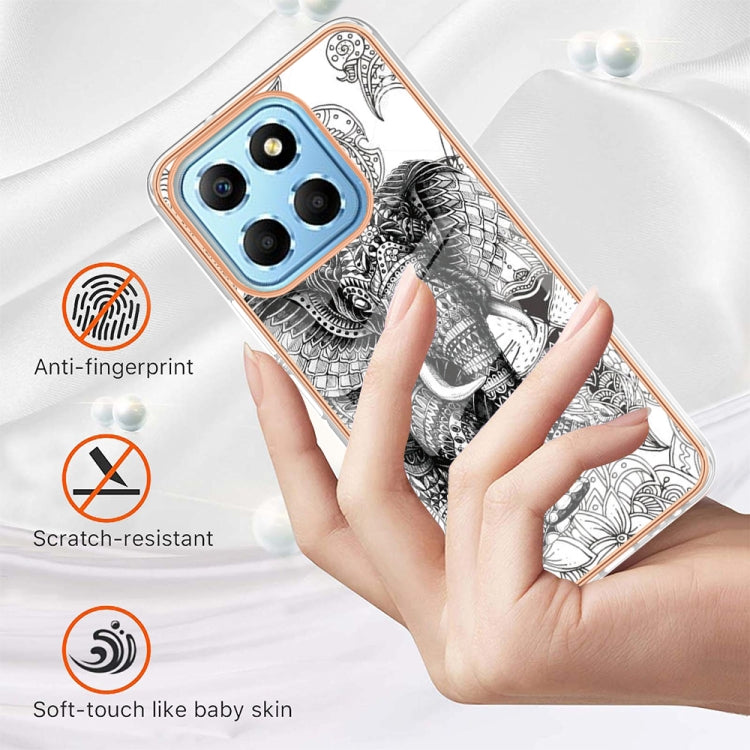 For Honor X8 5G / X6 4G Electroplating Marble Dual-side IMD Phone Case(Totem Elephant) - Honor Cases by PMC TechLife | Online Shopping South Africa | PMC TechLife | Buy Now Pay Later Mobicred