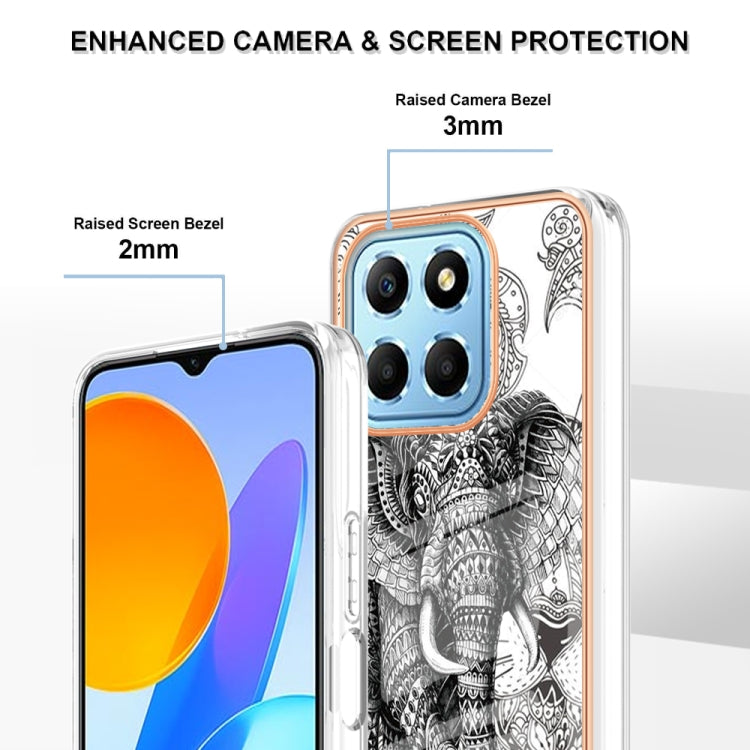 For Honor X8 5G / X6 4G Electroplating Marble Dual-side IMD Phone Case(Totem Elephant) - Honor Cases by PMC TechLife | Online Shopping South Africa | PMC TechLife | Buy Now Pay Later Mobicred