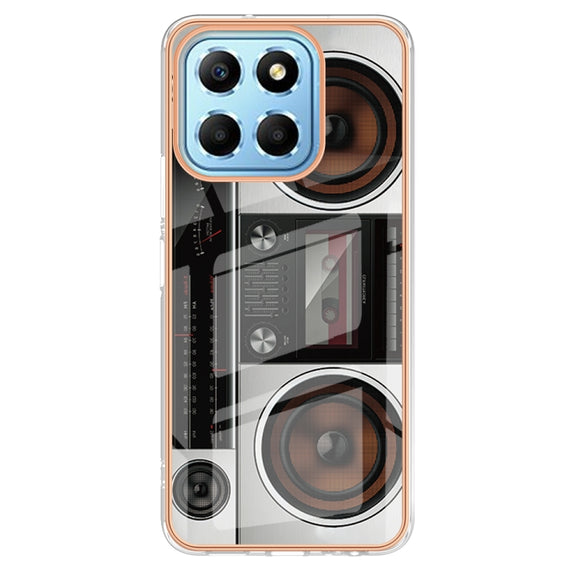 For Honor X8 5G / X6 4G Electroplating Marble Dual-side IMD Phone Case(Retro Radio)