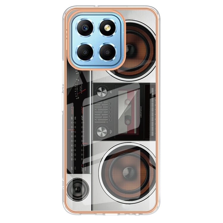 For Honor X8 5G / X6 4G Electroplating Marble Dual-side IMD Phone Case(Retro Radio)