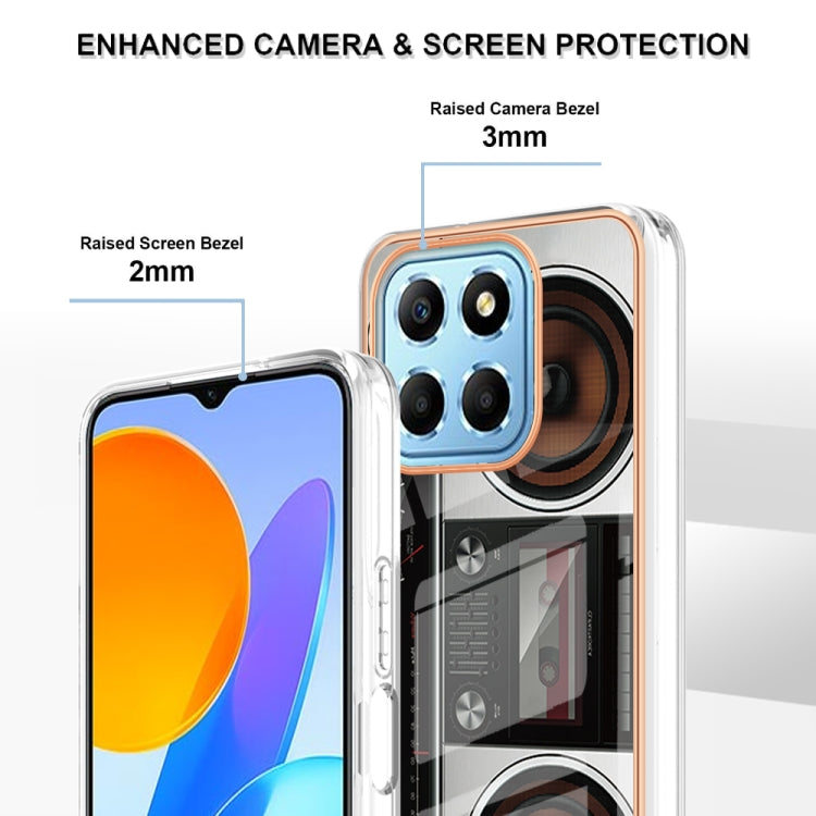 For Honor X8 5G / X6 4G Electroplating Marble Dual-side IMD Phone Case(Retro Radio) - Honor Cases by PMC TechLife | Online Shopping South Africa | PMC TechLife | Buy Now Pay Later Mobicred