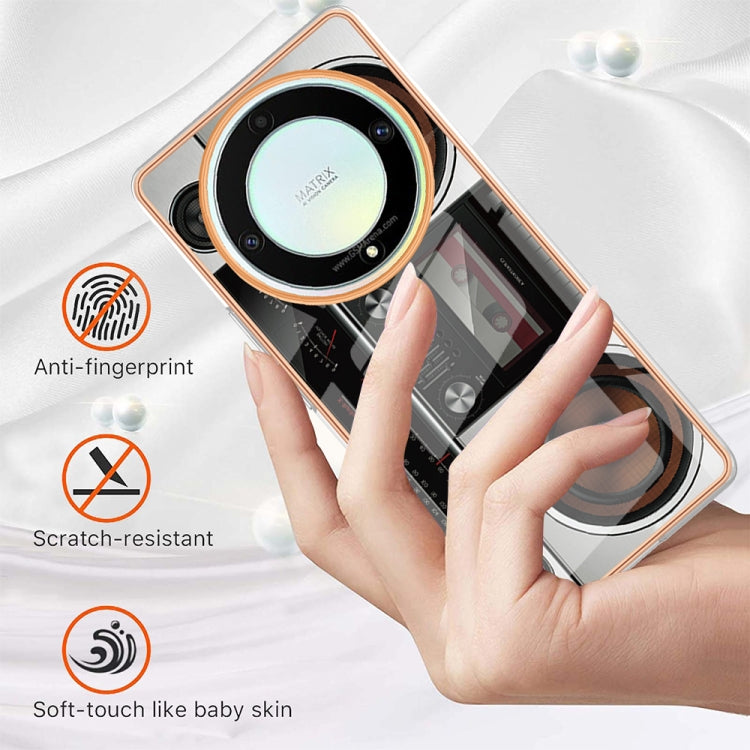 For Honor X9a / Magic5 Lite Electroplating Marble Dual-side IMD Phone Case(Retro Radio)