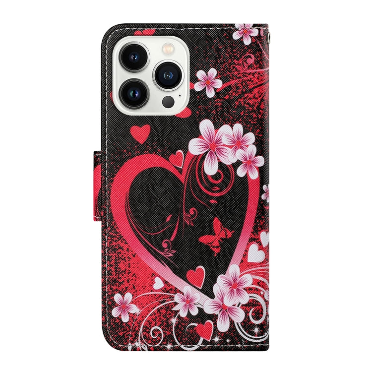 For iPhone 16 Pro 3D Colored Drawing Flip Leather Phone Case(Red Heart) - iPhone 16 Pro Cases by PMC TechLife | Online Shopping South Africa | PMC TechLife | Buy Now Pay Later Mobicred