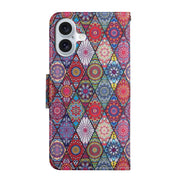 For iPhone 16 Plus 3D Colored Drawing Flip Leather Phone Case(Kaleidoscope)