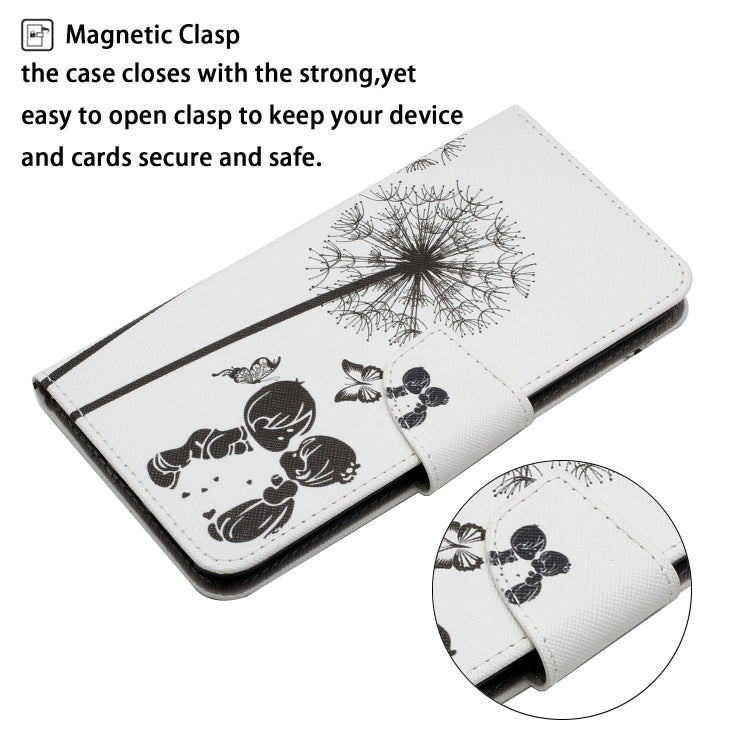 For iPhone 16 3D Colored Drawing Flip Leather Phone Case(Dandelions)