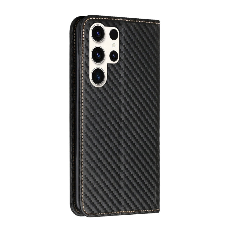 For Samsung Galaxy S24 Ultra 5G Carbon Fiber Texture Flip Holder Leather Phone Case(Black) - Galaxy S24 Ultra 5G Cases by PMC TechLife | Online Shopping South Africa | PMC TechLife