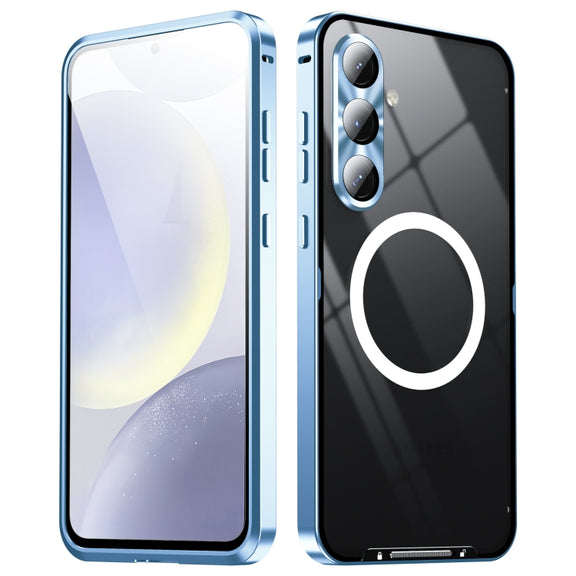 For Samsung Galaxy S24 FE 5G MagSafe Magnetic Frosted Metal Phone Case(Blue)