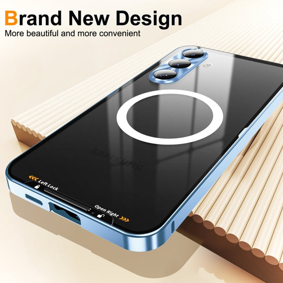 For Samsung Galaxy S24 FE 5G MagSafe Magnetic Frosted Metal Phone Case(Blue)