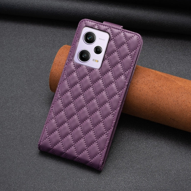 For Redmi Note 12 Pro Global Diamond Lattice Vertical Flip Leather Phone Case(Dark Purple) - free shipping - PMC TechLife - Order now!