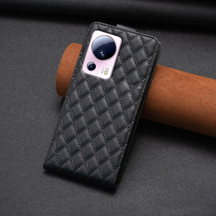 For Xiaomi 13 Lite / Civi 2 Diamond Lattice Vertical Flip Leather Phone Case(Black) - 13 Lite Cases by PMC TechLife | Online Shopping South Africa | PMC TechLife | Buy Now Pay Later Mobicred