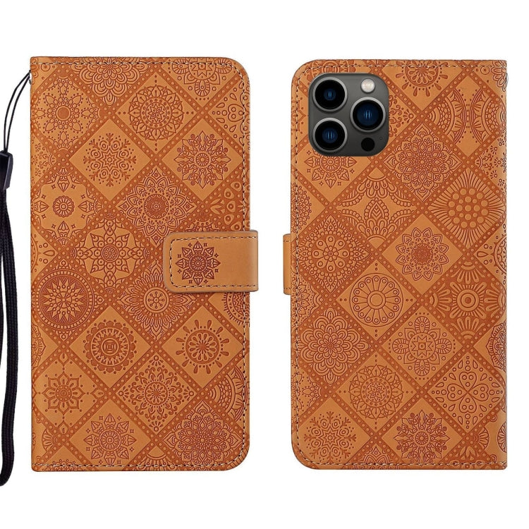 For iPhone 16 Pro Max Ethnic Style Embossed Pattern Leather Phone Case(Brown) - iPhone 16 Pro Max Cases by PMC TechLife | Online Shopping South Africa | PMC TechLife | Buy Now Pay Later Mobicred