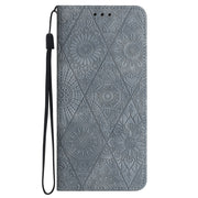 For iPhone 16 Plus Ethnic Embossed Adsorption Leather Phone Case(Grey)