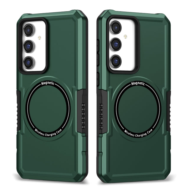 For Samsung Galaxy S23 FE MagSafe Shockproof Armor Phone Case(Dark Green)