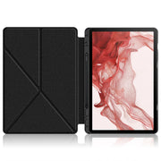 For Samsung Galaxy Tab S9+ Cloth Texture Multi-folding Horizontal Flip Leather Tablet Case(Black)