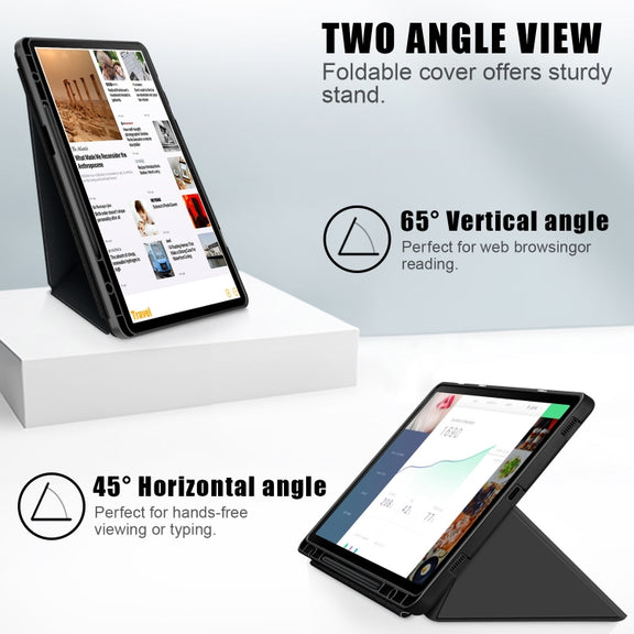 For Samsung Galaxy Tab S9+ Cloth Texture Multi-folding Horizontal Flip Leather Tablet Case(Black)