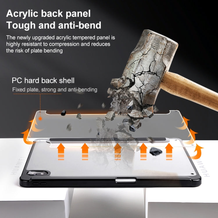 For Huawei MatePad Air 11.5 inch 3-Fold Clear Acrylic Leather Tablet Case(Black) - Huawei by PMC TechLife | Online Shopping South Africa | PMC TechLife | Buy Now Pay Later Mobicred