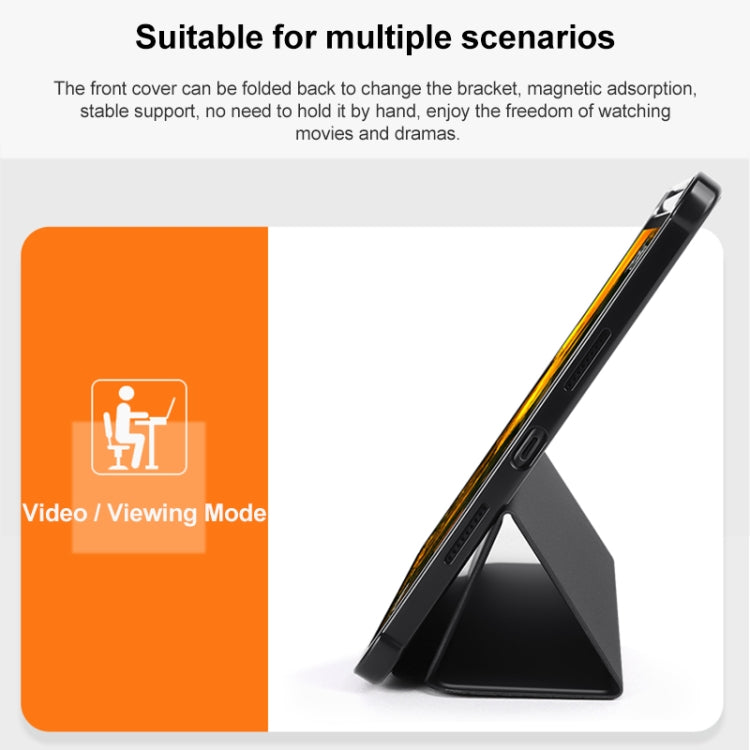 For Huawei MatePad Air 11.5 inch 3-Fold Clear Acrylic Leather Tablet Case(Black) - Huawei by PMC TechLife | Online Shopping South Africa | PMC TechLife | Buy Now Pay Later Mobicred