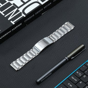 For Huawei Watch 4 Pro/GT3/GT2 Porsche Ver 22mm Three Strains HW Buckle Titanium Steel Watch Band(Silver)