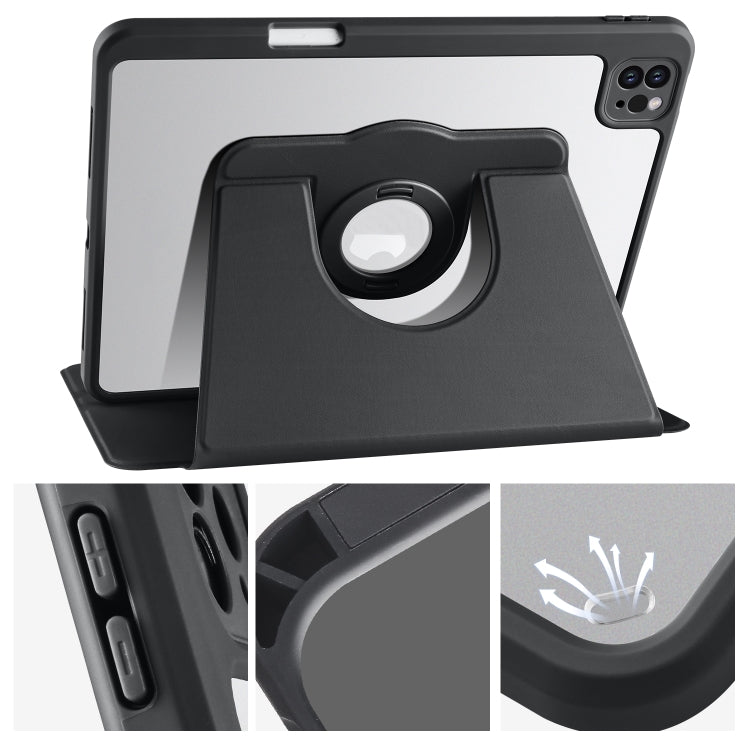 For iPad Pro 11 2024 Acrylic 360 Rotation Detachable Leather Tablet Case(Black)