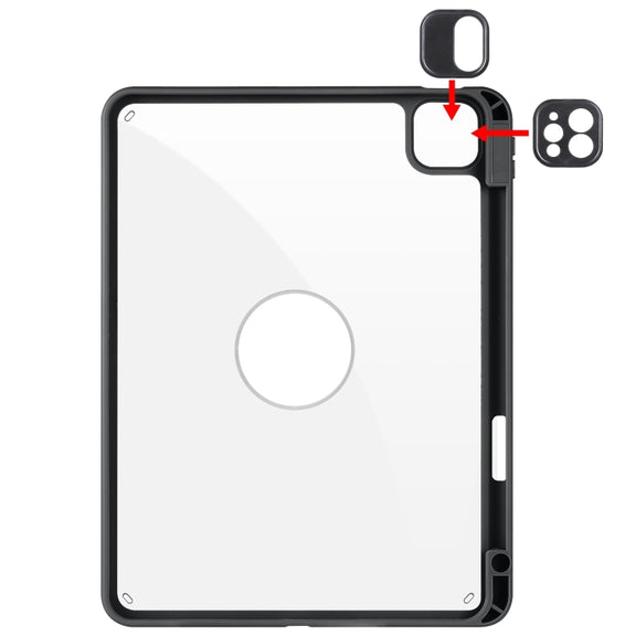 For iPad Pro 11 2024 Acrylic 360 Rotation Detachable Leather Tablet Case(Black)