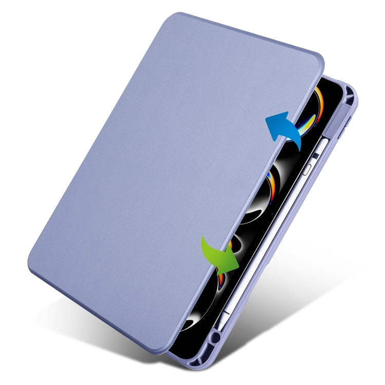 For iPad Pro 11 2024 Acrylic 360 Rotation Detachable Leather Tablet Case(Lavender Purple)