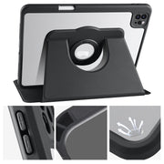 For iPad Pro 13 2024 Acrylic 360 Rotation Detachable Leather Tablet Case(Black)