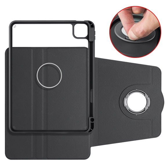 For iPad Pro 13 2024 Acrylic 360 Rotation Detachable Leather Tablet Case(Black)