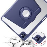 For iPad Pro 13 2024 Acrylic 360 Rotation Detachable Leather Tablet Case(Dark Blue)