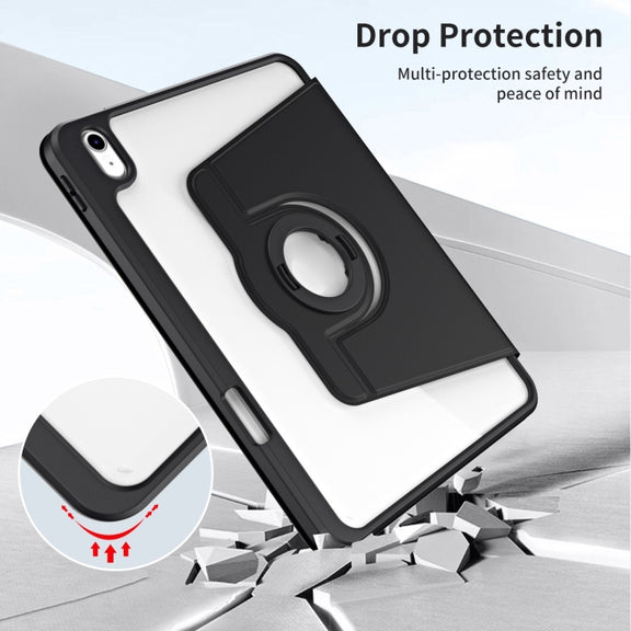 For iPad Air 11 2025 / 2024 Acrylic 360 Rotation Detachable Leather Tablet Case(Black)