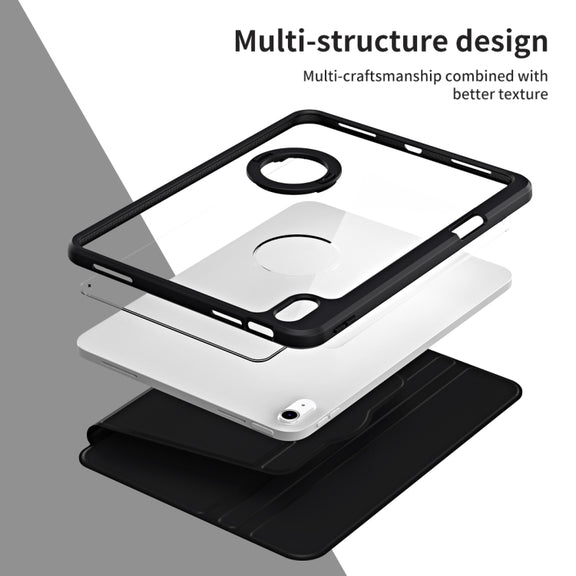 For iPad Air 11 2025 / 2024 Acrylic 360 Rotation Detachable Leather Tablet Case(Black)