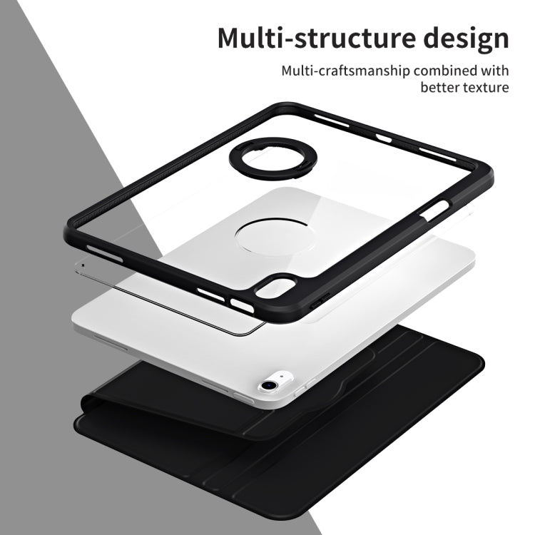 For iPad Air 11 2025 / 2024 Acrylic 360 Rotation Detachable Leather Tablet Case(Black)