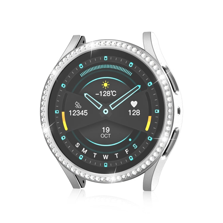 For Samsung Galaxy Watch 6 40mm Diamond Hollow PC Watch Protective Case(Silver) - Watch Cases by PMC TechLife | Online Shopping South Africa | PMC TechLife | Buy Now Pay Later Mobicred