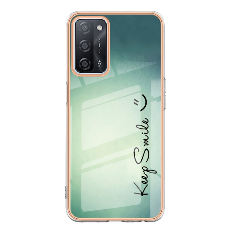 For OPPO A55 5G / A53s 5G / A54 4G Electroplating Marble Dual-side IMD Phone Case(Smile) - OPPO Cases by PMC TechLife | Online Shopping South Africa | PMC TechLife | Buy Now Pay Later Mobicred