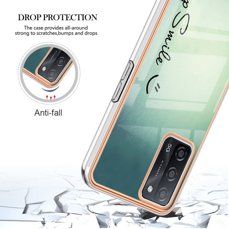 For OPPO A55 5G / A53s 5G / A54 4G Electroplating Marble Dual-side IMD Phone Case(Smile) - OPPO Cases by PMC TechLife | Online Shopping South Africa | PMC TechLife | Buy Now Pay Later Mobicred