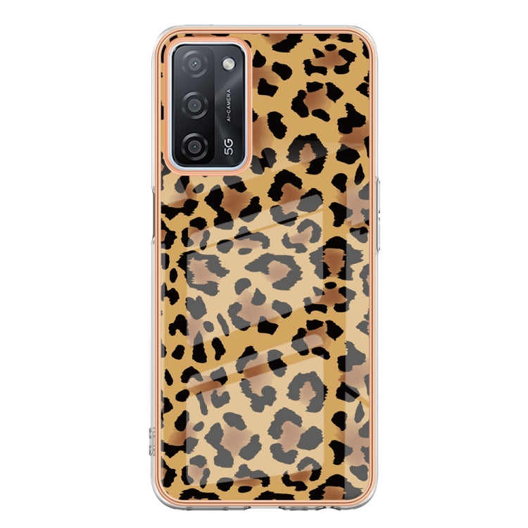 For OPPO A55 5G / A53s 5G / A54 4G Electroplating Marble Dual-side IMD Phone Case(Leopard Print)
