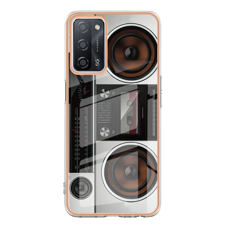 For OPPO A55 5G / A53s 5G / A54 4G Electroplating Marble Dual-side IMD Phone Case(Retro Radio) - OPPO Cases by PMC TechLife | Online Shopping South Africa | PMC TechLife | Buy Now Pay Later Mobicred
