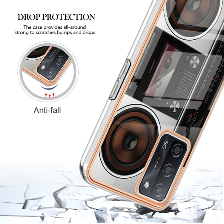 For OPPO A55 5G / A53s 5G / A54 4G Electroplating Marble Dual-side IMD Phone Case(Retro Radio) - OPPO Cases by PMC TechLife | Online Shopping South Africa | PMC TechLife | Buy Now Pay Later Mobicred