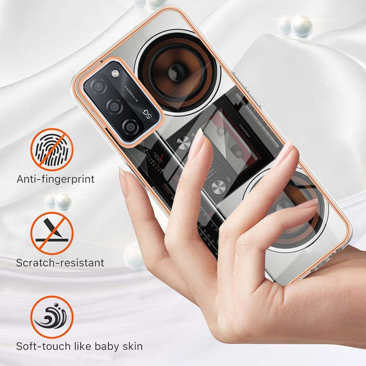 For OPPO A55 5G / A53s 5G / A54 4G Electroplating Marble Dual-side IMD Phone Case(Retro Radio) - OPPO Cases by PMC TechLife | Online Shopping South Africa | PMC TechLife | Buy Now Pay Later Mobicred