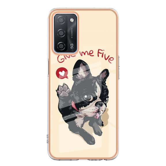 For OPPO A55 5G / A53s 5G / A54 4G Electroplating Marble Dual-side IMD Phone Case(Lucky Dog)