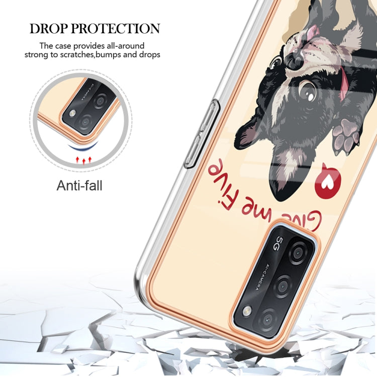 For OPPO A55 5G / A53s 5G / A54 4G Electroplating Marble Dual-side IMD Phone Case(Lucky Dog) - OPPO Cases by PMC TechLife | Online Shopping South Africa | PMC TechLife | Buy Now Pay Later Mobicred
