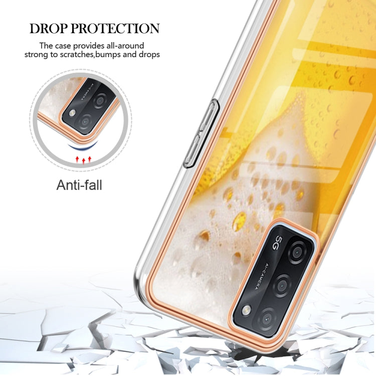 For OPPO A55 5G / A53s 5G / A54 4G Electroplating Marble Dual-side IMD Phone Case(Draft Beer) - OPPO Cases by PMC TechLife | Online Shopping South Africa | PMC TechLife | Buy Now Pay Later Mobicred