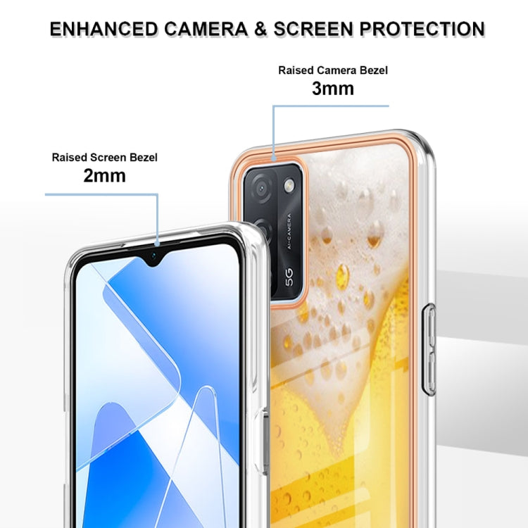 For OPPO A55 5G / A53s 5G / A54 4G Electroplating Marble Dual-side IMD Phone Case(Draft Beer) - OPPO Cases by PMC TechLife | Online Shopping South Africa | PMC TechLife | Buy Now Pay Later Mobicred