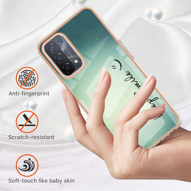 For OPPO A74 / A93 5G / A54 5G / A93s 5G Electroplating Marble Dual-side IMD Phone Case(Smile)