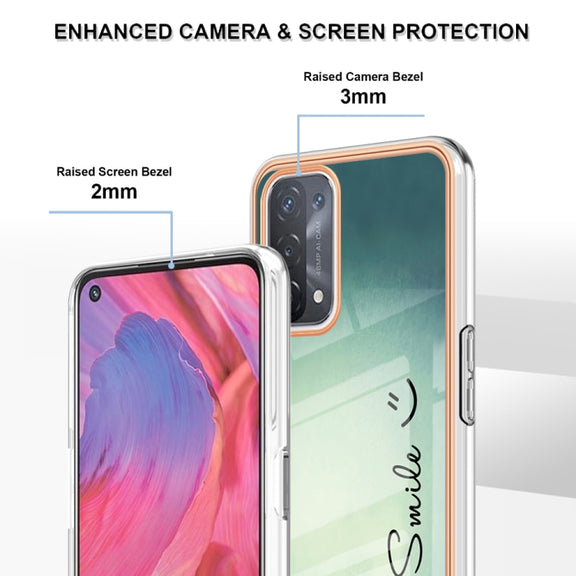 For OPPO A74 / A93 5G / A54 5G / A93s 5G Electroplating Marble Dual-side IMD Phone Case(Smile)