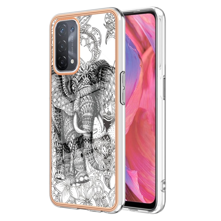 For OPPO A74 / A93 5G / A54 5G / A93s 5G Electroplating Marble Dual-side IMD Phone Case(Totem Elephant) - free shipping - PMC TechLife - Order now!